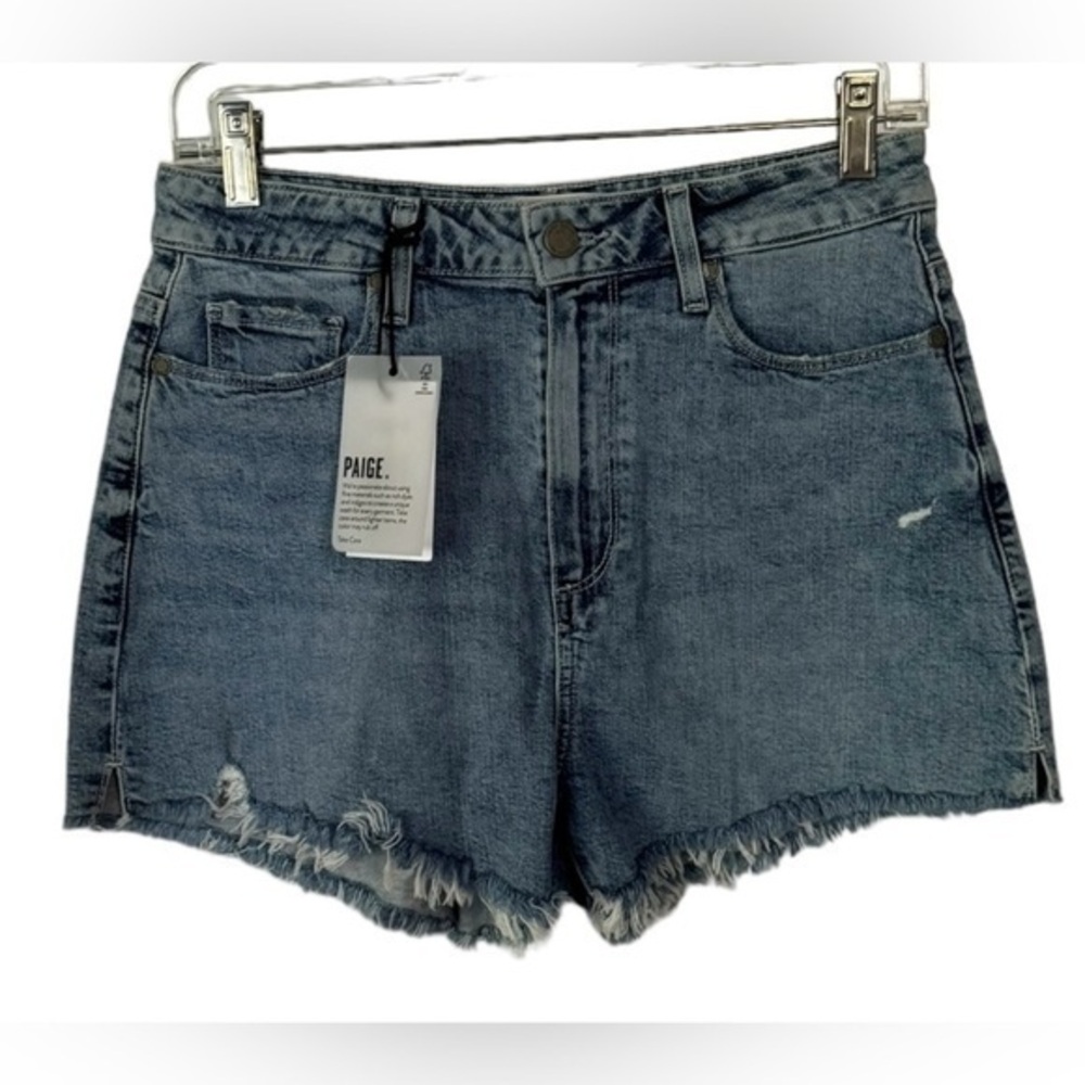 Paige Margot High Rise Raw Hem Cut Off Indigo Denim Jean‎ Short Size 28